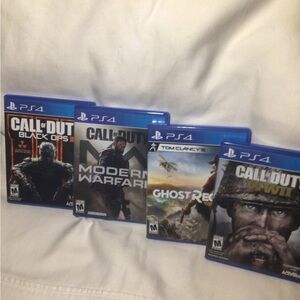 Lot Set of 4 PS4 Call of Duty Games WWII Black Ops Modern Warfare Ghost Recon